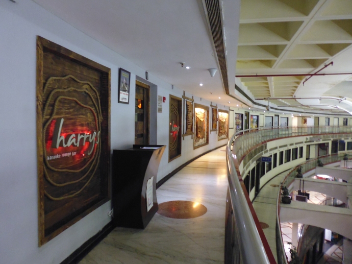 The Exterior of Harry's Karaoke Lounge Pub, in a shopping mall in New Delhi.