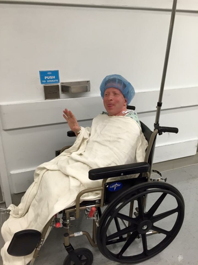 Me about to get a ride into the operating room for my surgery.