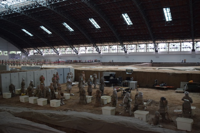 Inside the second pit, far fewer soldiers are on display, and restoration work is ongoing.